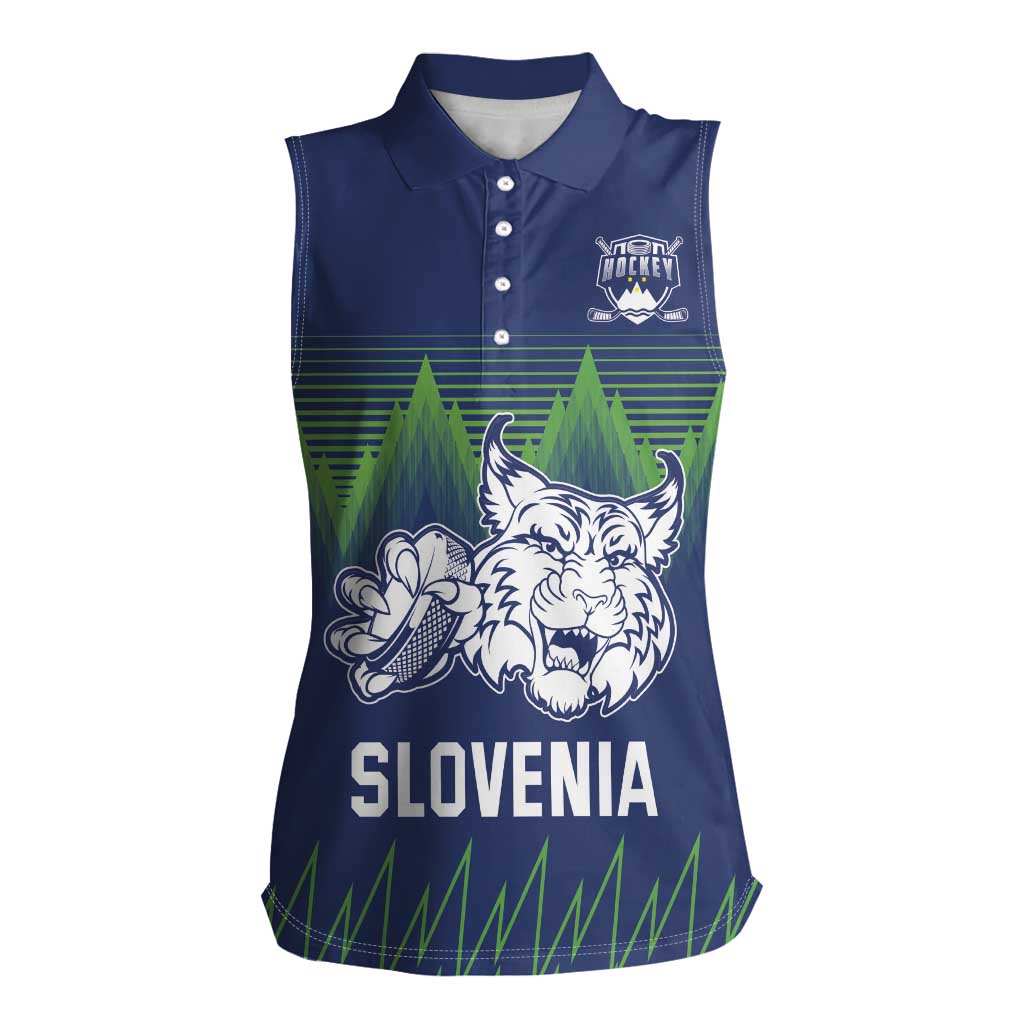 Custom Slovenia Hockey Women Sleeveless Polo Shirt Slovenija Lynx Mascot