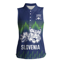 Custom Slovenia Hockey Women Sleeveless Polo Shirt Slovenija Lynx Mascot