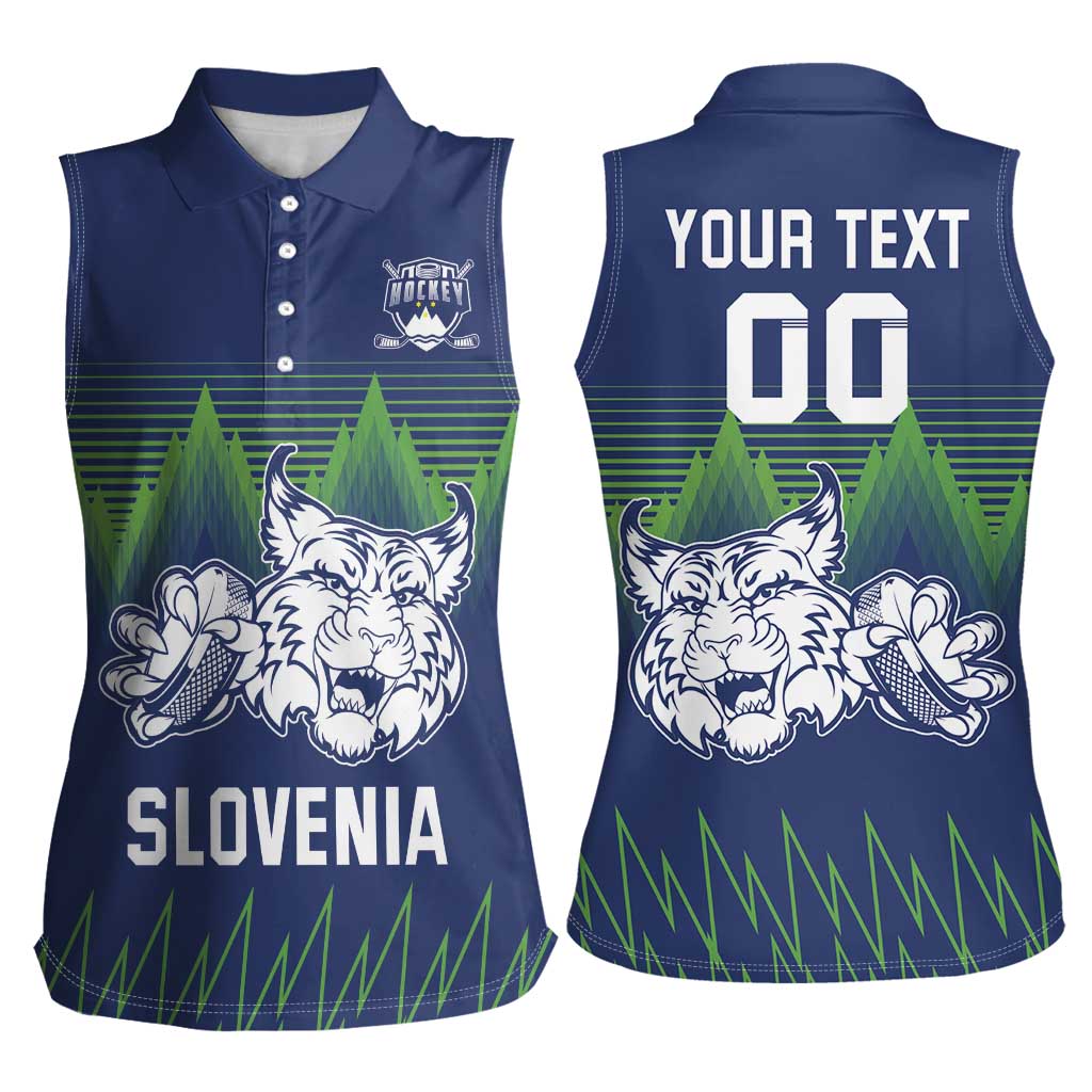 Custom Slovenia Hockey Women Sleeveless Polo Shirt Slovenija Lynx Mascot