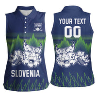 Custom Slovenia Hockey Women Sleeveless Polo Shirt Slovenija Lynx Mascot
