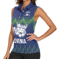 Custom Slovenia Hockey Women Sleeveless Polo Shirt Slovenija Lynx Mascot