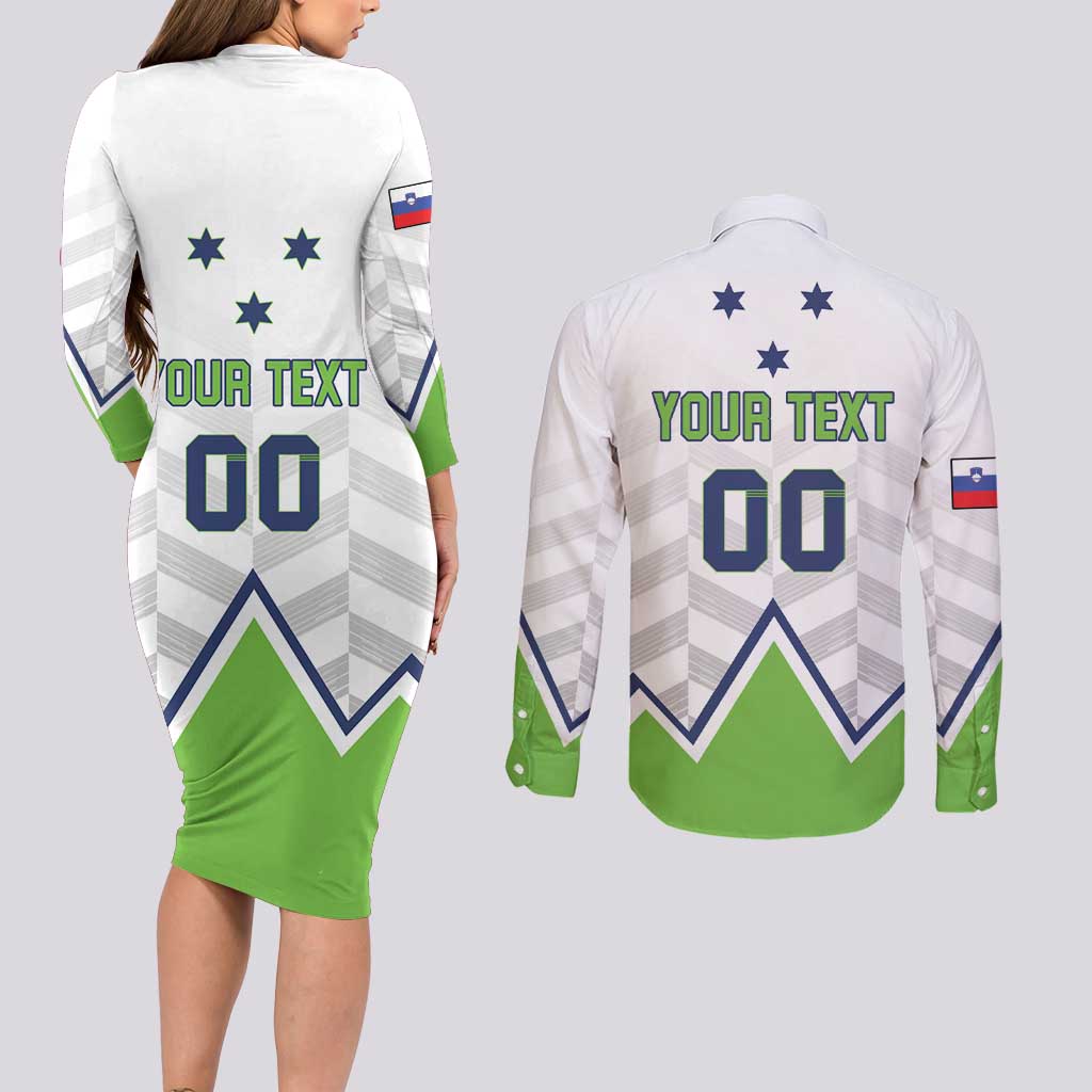 Custom Slovenia Hockey Couples Matching Long Sleeve Bodycon Dress and Long Sleeve Button Shirt Risi Go Champions