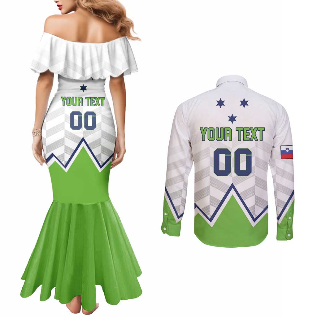 Custom Slovenia Hockey Couples Matching Mermaid Dress and Long Sleeve Button Shirt Risi Go Champions