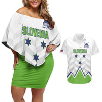 Custom Slovenia Hockey Couples Matching Off Shoulder Short Dress and Hawaiian Shirt Risi Go Champions