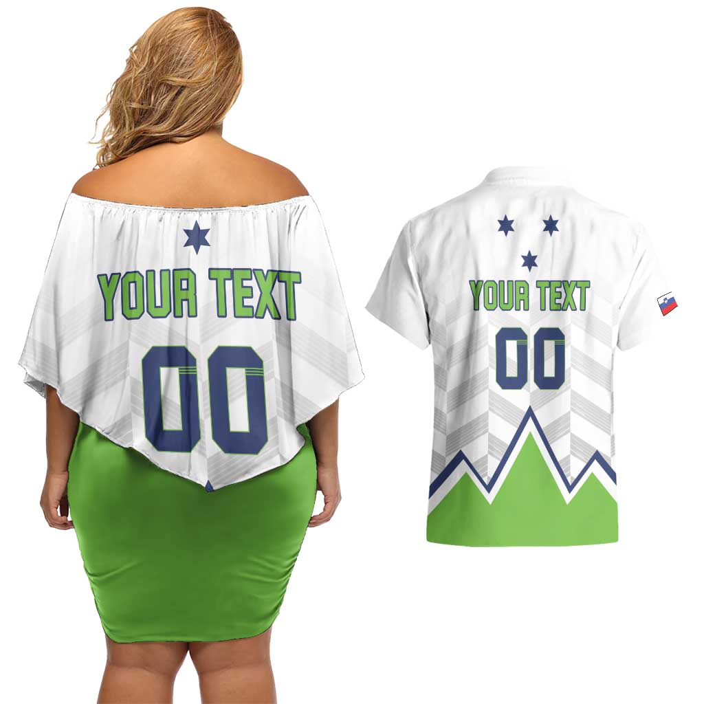 Custom Slovenia Hockey Couples Matching Off Shoulder Short Dress and Hawaiian Shirt Risi Go Champions