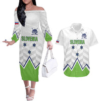 Custom Slovenia Hockey Couples Matching Off The Shoulder Long Sleeve Dress and Hawaiian Shirt Risi Go Champions