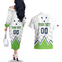 Custom Slovenia Hockey Couples Matching Off The Shoulder Long Sleeve Dress and Hawaiian Shirt Risi Go Champions
