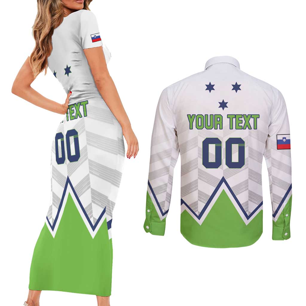 Custom Slovenia Hockey Couples Matching Short Sleeve Bodycon Dress and Long Sleeve Button Shirt Risi Go Champions