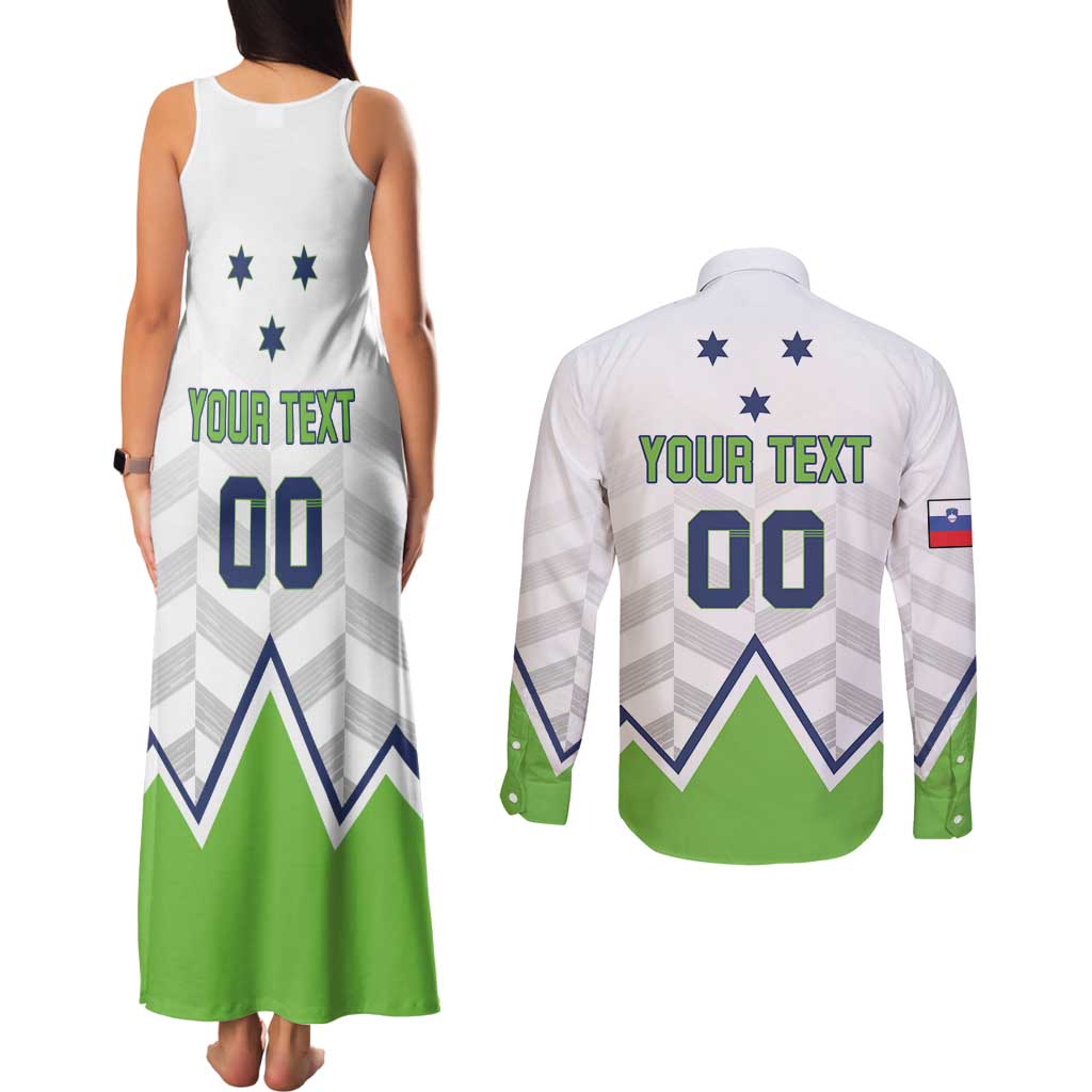 Custom Slovenia Hockey Couples Matching Tank Maxi Dress and Long Sleeve Button Shirt Risi Go Champions