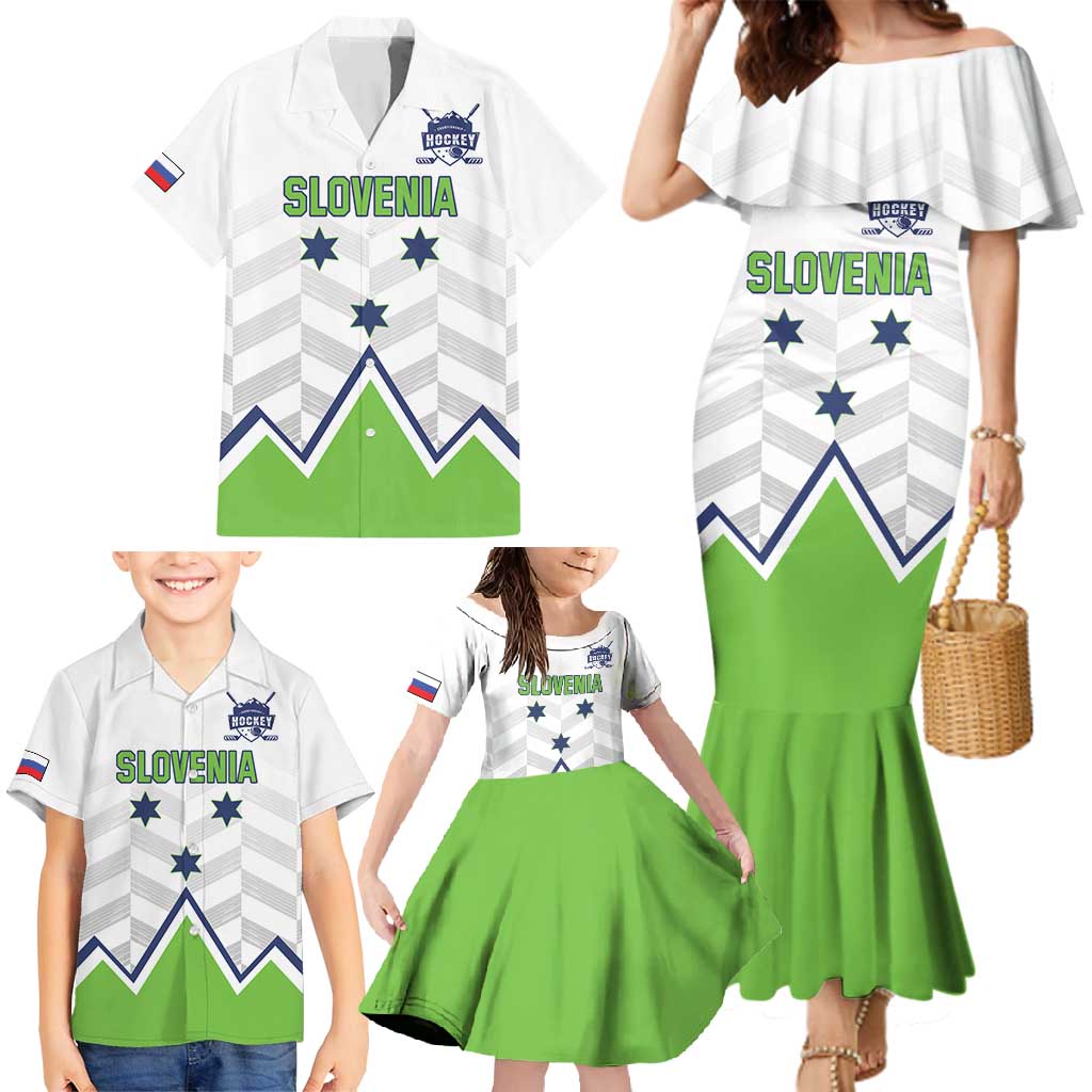 Custom Slovenia Hockey Family Matching Mermaid Dress and Hawaiian Shirt Risi Go Champions