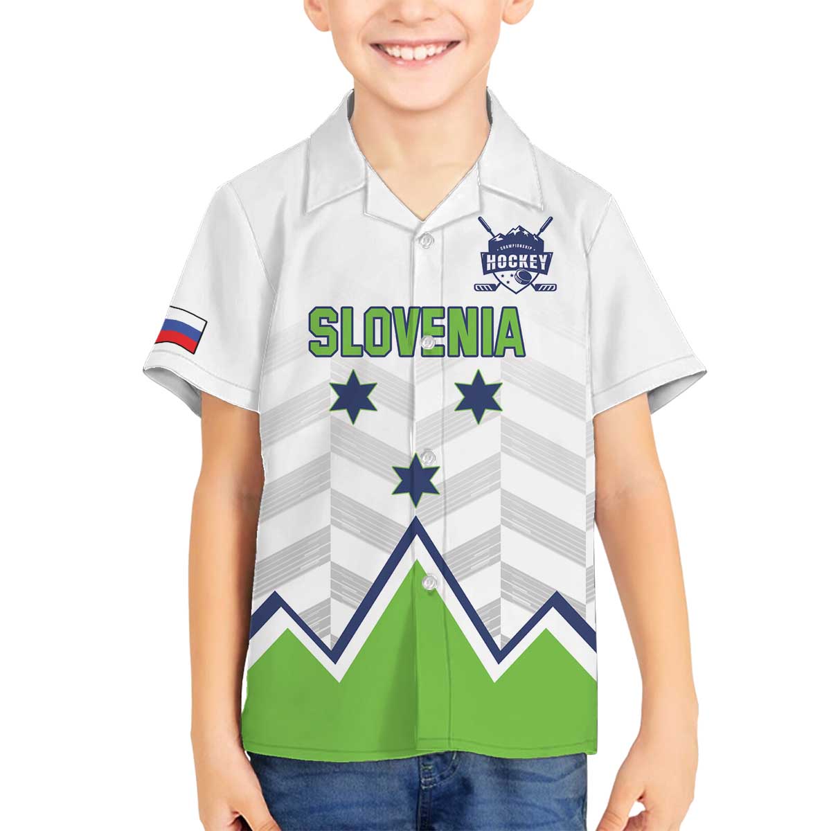 Custom Slovenia Hockey Family Matching Off The Shoulder Long Sleeve Dress and Hawaiian Shirt Risi Go Champions