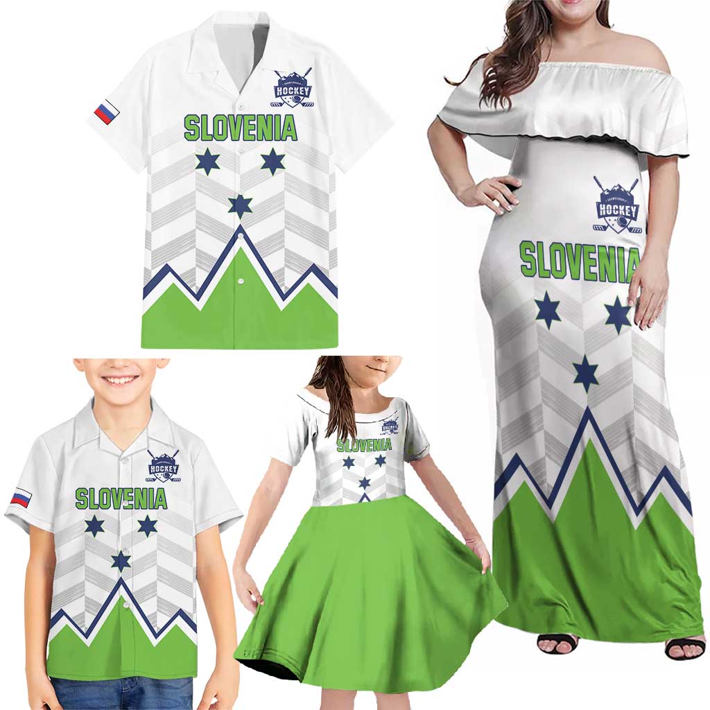Custom Slovenia Hockey Family Matching Off Shoulder Maxi Dress and Hawaiian Shirt Risi Go Champions