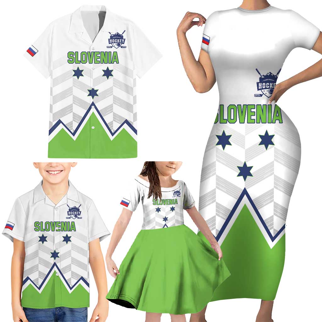 Custom Slovenia Hockey Family Matching Short Sleeve Bodycon Dress and Hawaiian Shirt Risi Go Champions
