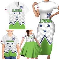 Custom Slovenia Hockey Family Matching Short Sleeve Bodycon Dress and Hawaiian Shirt Risi Go Champions