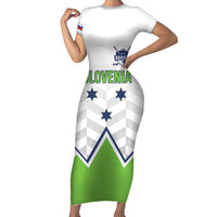 Custom Slovenia Hockey Family Matching Short Sleeve Bodycon Dress and Hawaiian Shirt Risi Go Champions