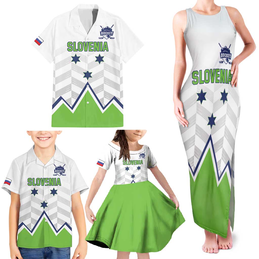 Custom Slovenia Hockey Family Matching Tank Maxi Dress and Hawaiian Shirt Risi Go Champions