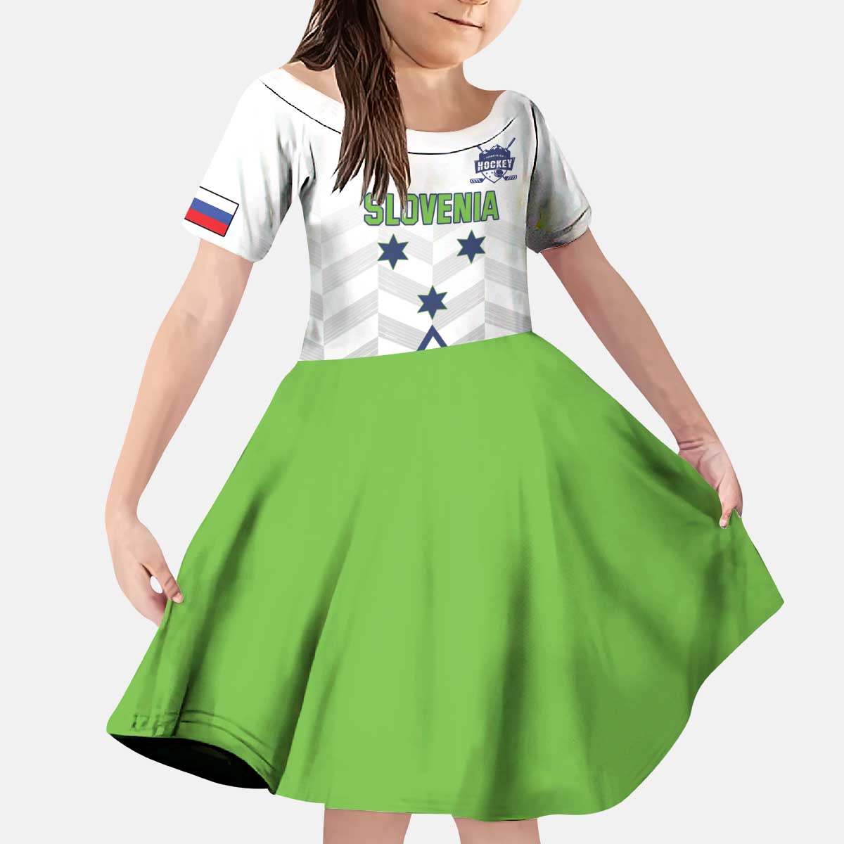 Custom Slovenia Hockey Kid Short Sleeve Dress Risi Go Champions