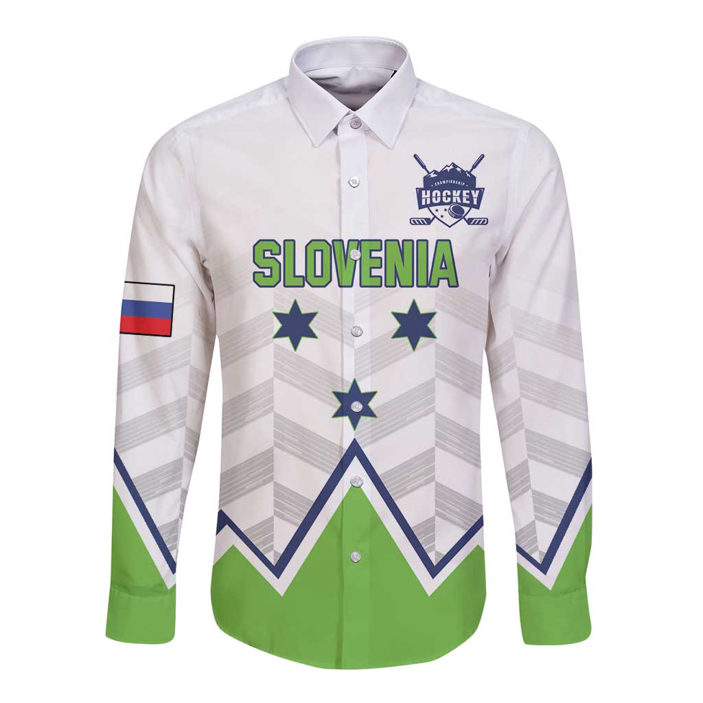 Custom Slovenia Hockey Long Sleeve Button Shirt Risi Go Champions