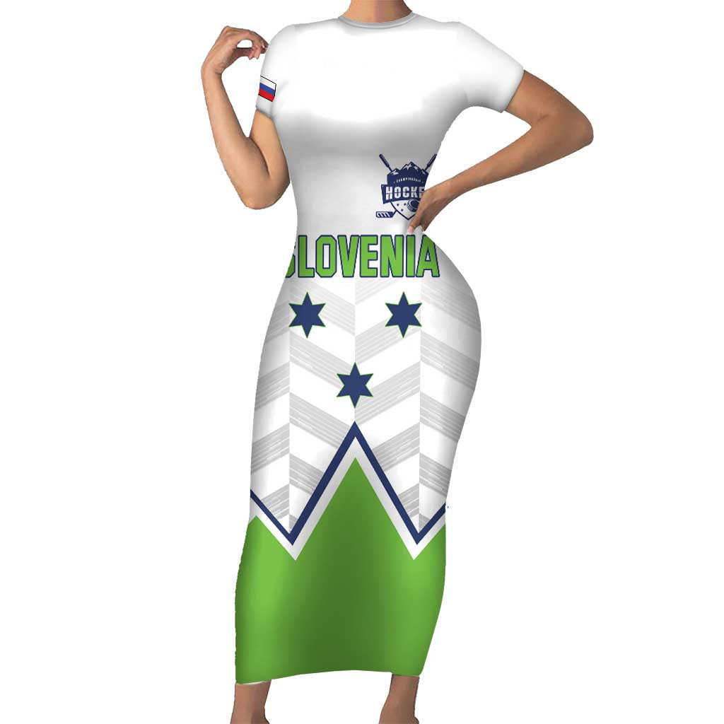 Custom Slovenia Hockey Short Sleeve Bodycon Dress Risi Go Champions