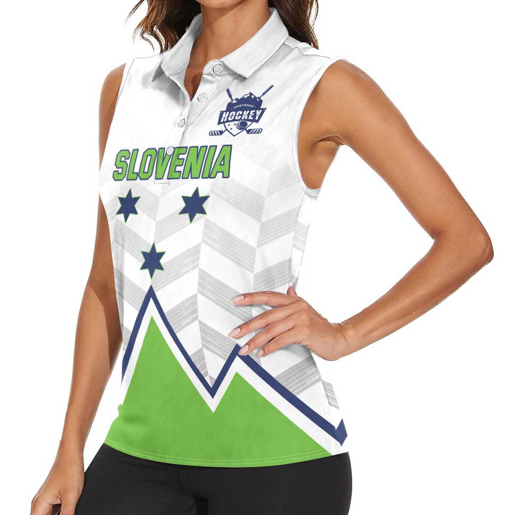 Custom Slovenia Hockey Women Sleeveless Polo Shirt Risi Go Champions