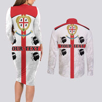 Personalized Sardinia Couples Matching Long Sleeve Bodycon Dress and Long Sleeve Button Shirt Flag Style