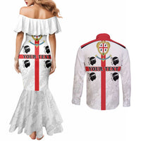 Personalized Sardinia Couples Matching Mermaid Dress and Long Sleeve Button Shirt Flag Style