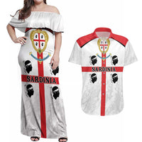 Personalized Sardinia Couples Matching Off Shoulder Maxi Dress and Hawaiian Shirt Flag Style