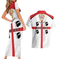 Personalized Sardinia Couples Matching Short Sleeve Bodycon Dress and Hawaiian Shirt Flag Style