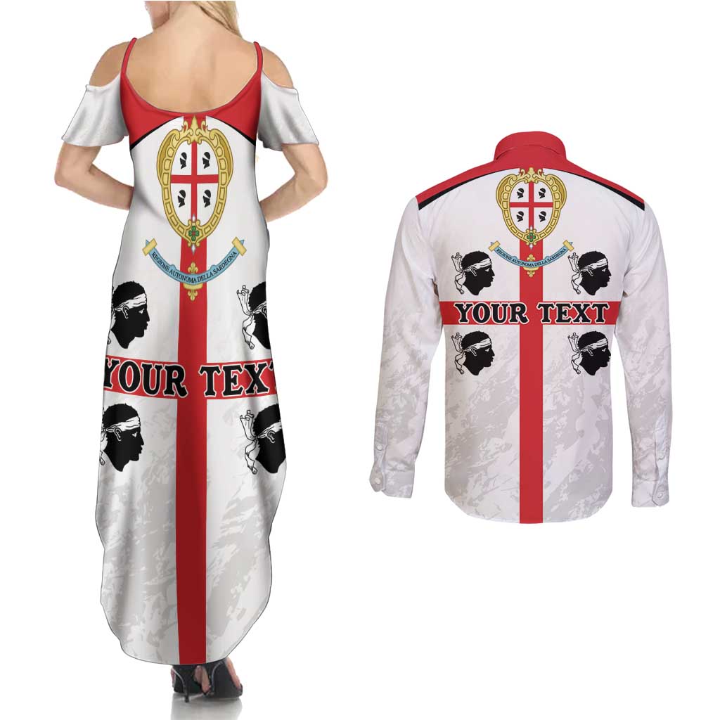 Personalized Sardinia Couples Matching Summer Maxi Dress and Long Sleeve Button Shirt Flag Style