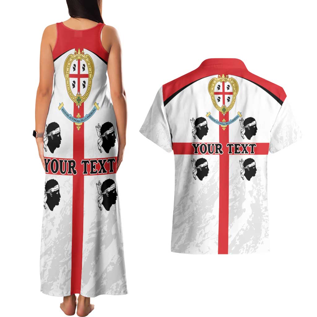 Personalized Sardinia Couples Matching Tank Maxi Dress and Hawaiian Shirt Flag Style