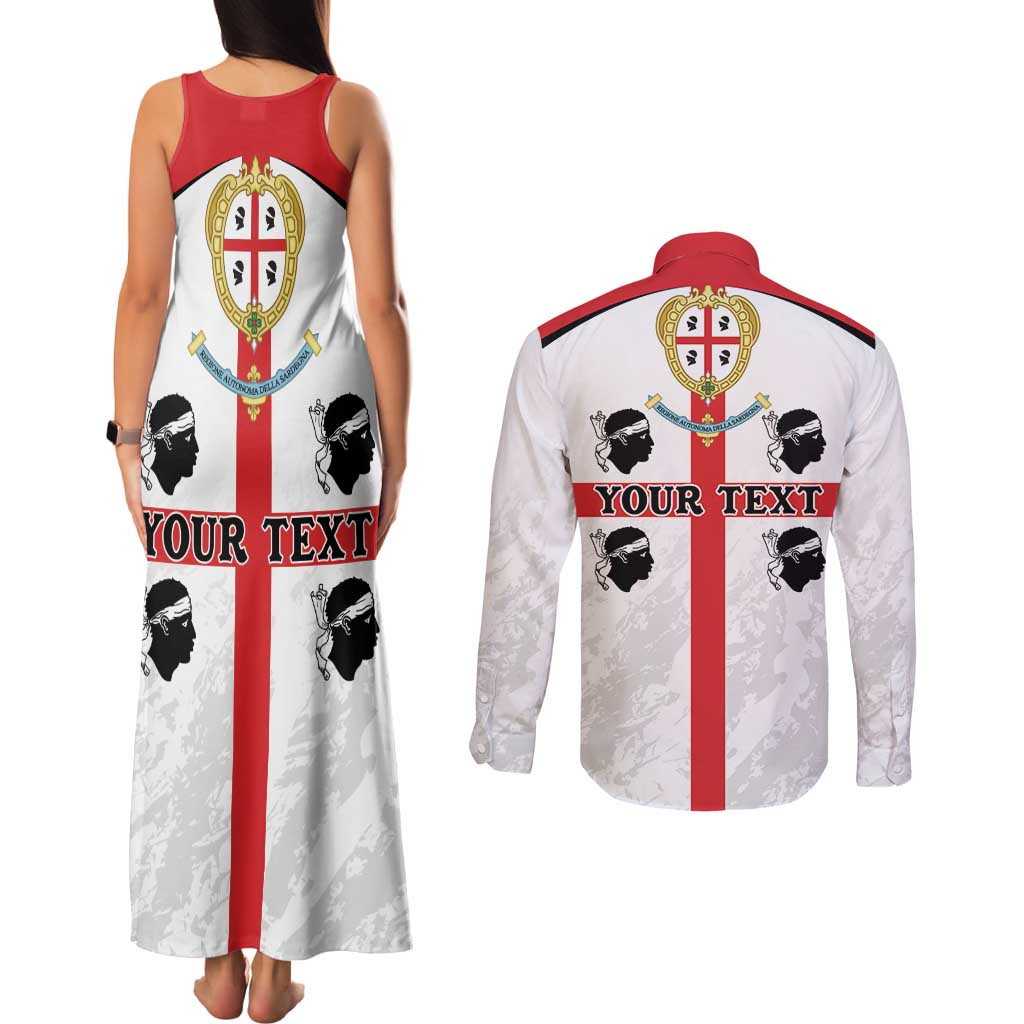 Personalized Sardinia Couples Matching Tank Maxi Dress and Long Sleeve Button Shirt Flag Style