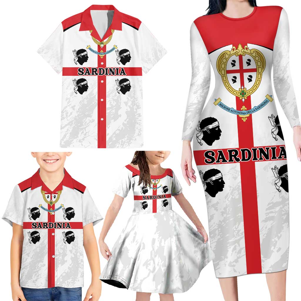 Personalized Sardinia Family Matching Long Sleeve Bodycon Dress and Hawaiian Shirt Flag Style