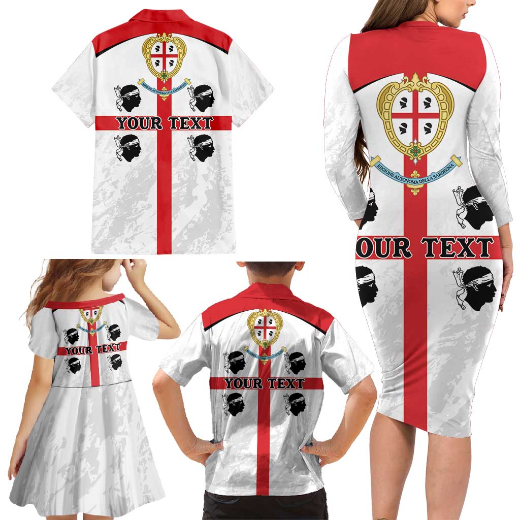 Personalized Sardinia Family Matching Long Sleeve Bodycon Dress and Hawaiian Shirt Flag Style