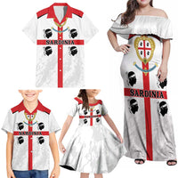 Personalized Sardinia Family Matching Off Shoulder Maxi Dress and Hawaiian Shirt Flag Style