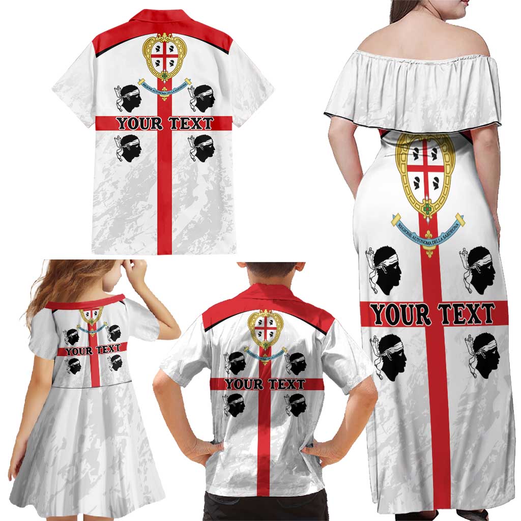 Personalized Sardinia Family Matching Off Shoulder Maxi Dress and Hawaiian Shirt Flag Style