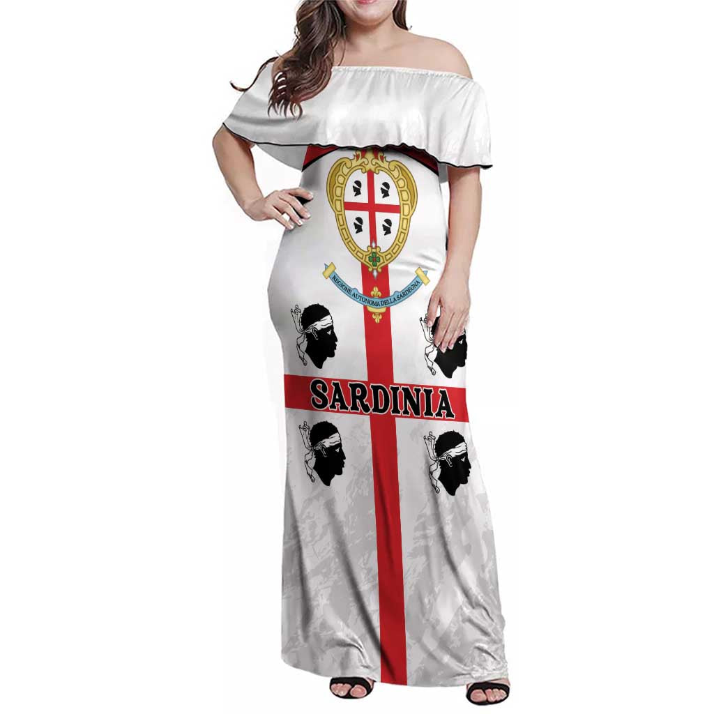 Personalized Sardinia Family Matching Off Shoulder Maxi Dress and Hawaiian Shirt Flag Style