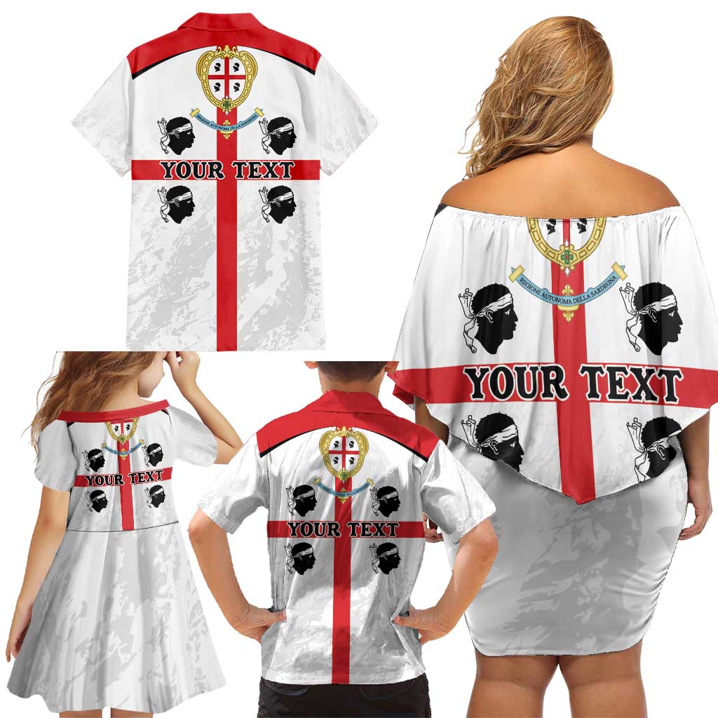 Personalized Sardinia Family Matching Off Shoulder Short Dress and Hawaiian Shirt Flag Style