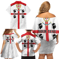 Personalized Sardinia Family Matching Off Shoulder Short Dress and Hawaiian Shirt Flag Style