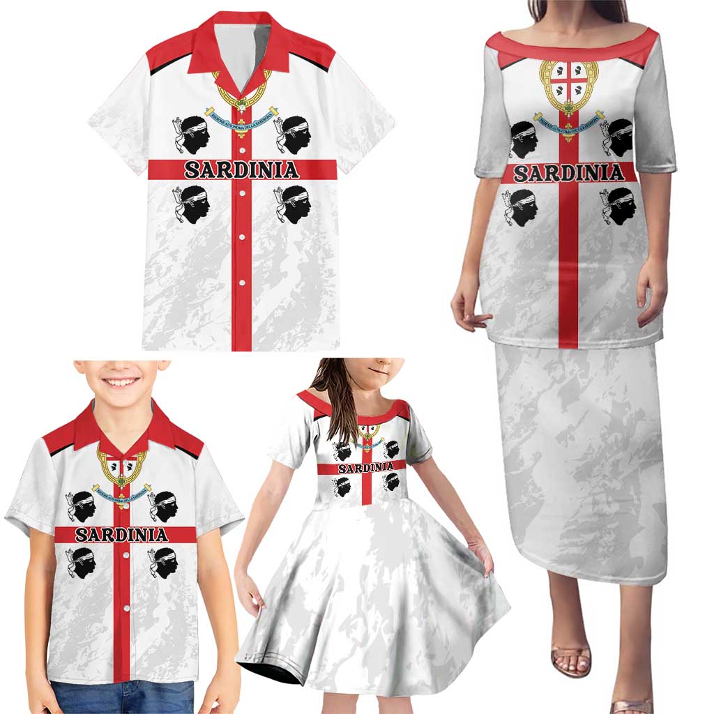 Personalized Sardinia Family Matching Puletasi and Hawaiian Shirt Flag Style