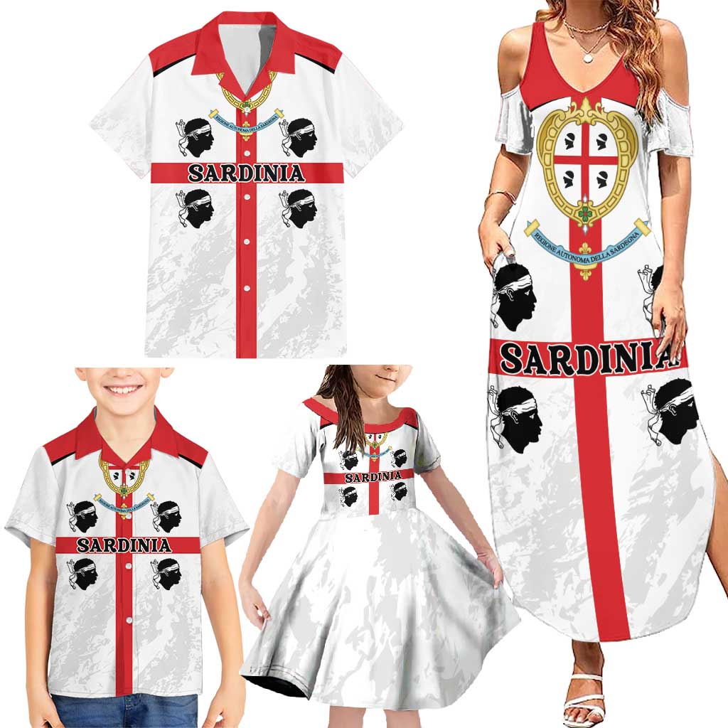 Personalized Sardinia Family Matching Summer Maxi Dress and Hawaiian Shirt Flag Style