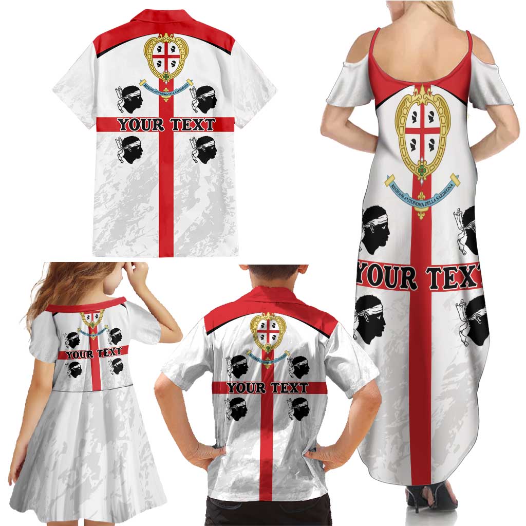Personalized Sardinia Family Matching Summer Maxi Dress and Hawaiian Shirt Flag Style