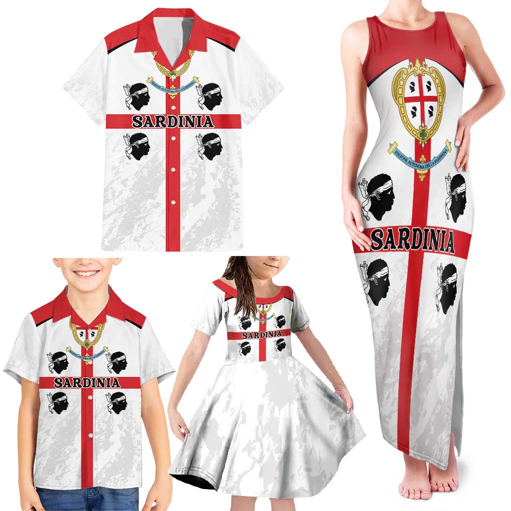 Personalized Sardinia Family Matching Tank Maxi Dress and Hawaiian Shirt Flag Style
