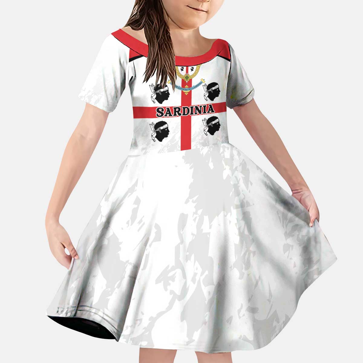 Personalized Sardinia Kid Short Sleeve Dress Flag Style