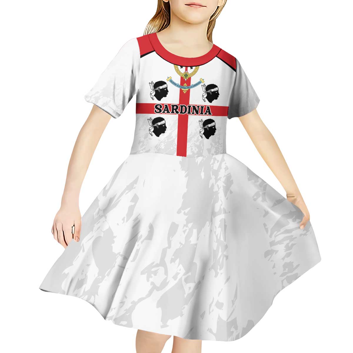 Personalized Sardinia Kid Short Sleeve Dress Flag Style
