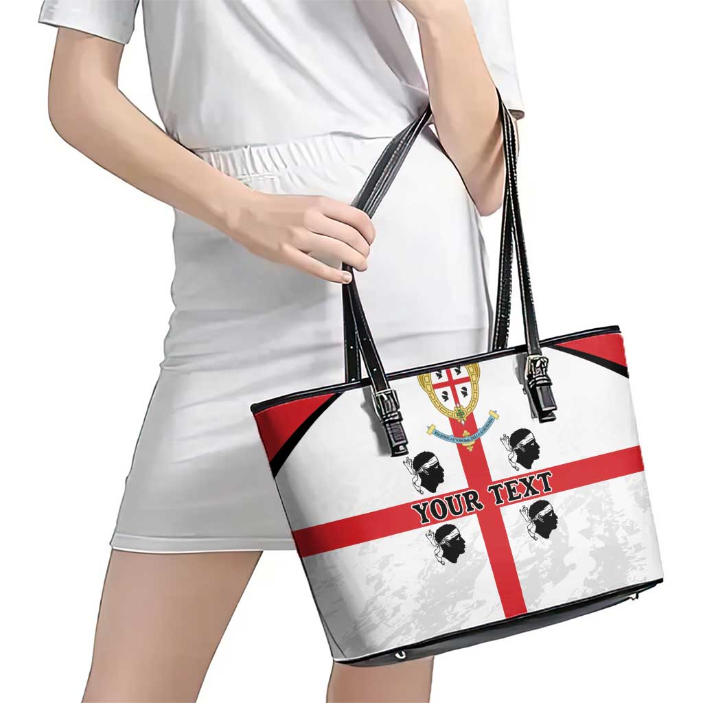 Personalized Sardinia Leather Tote Bag Flag Style