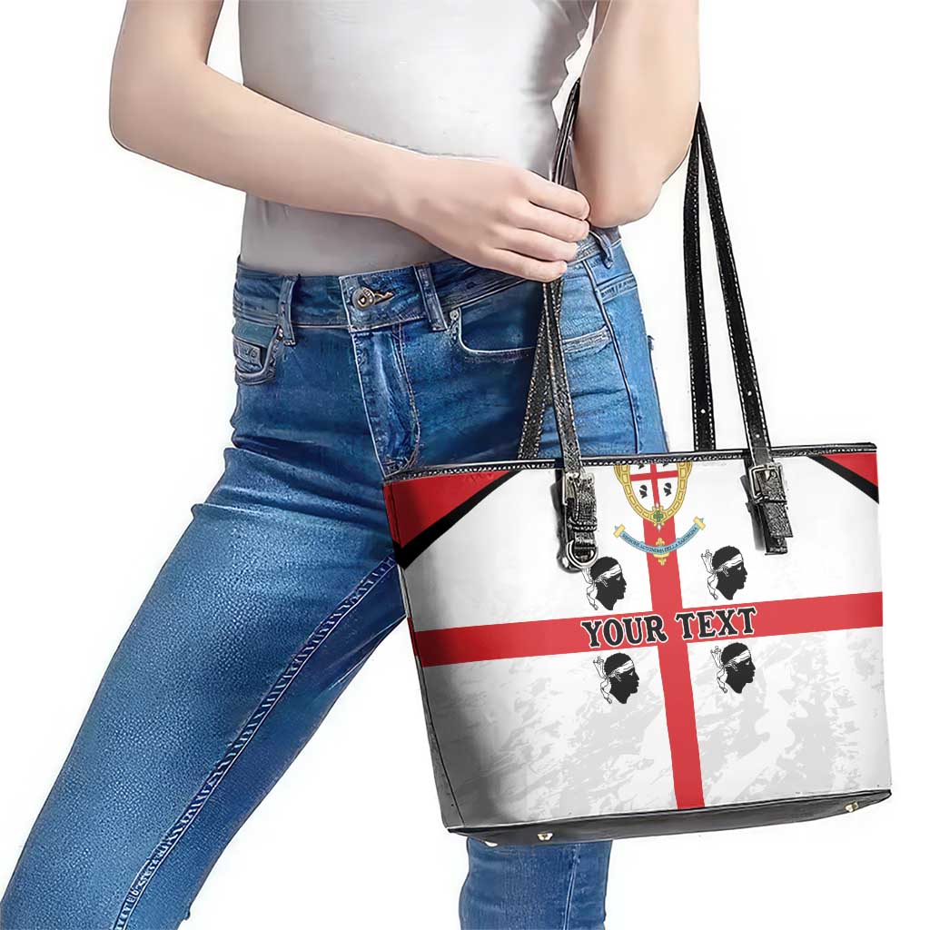 Personalized Sardinia Leather Tote Bag Flag Style
