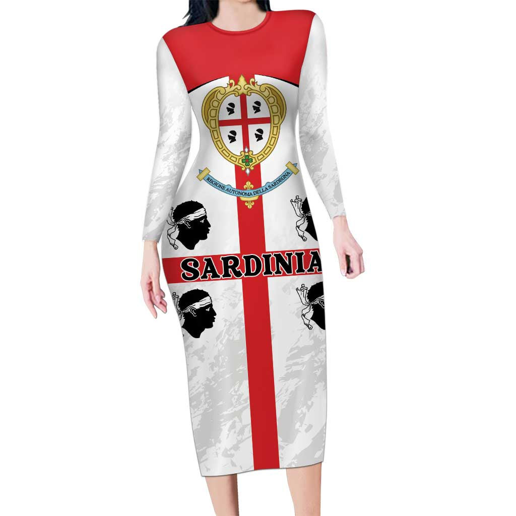 Personalized Sardinia Long Sleeve Bodycon Dress Flag Style