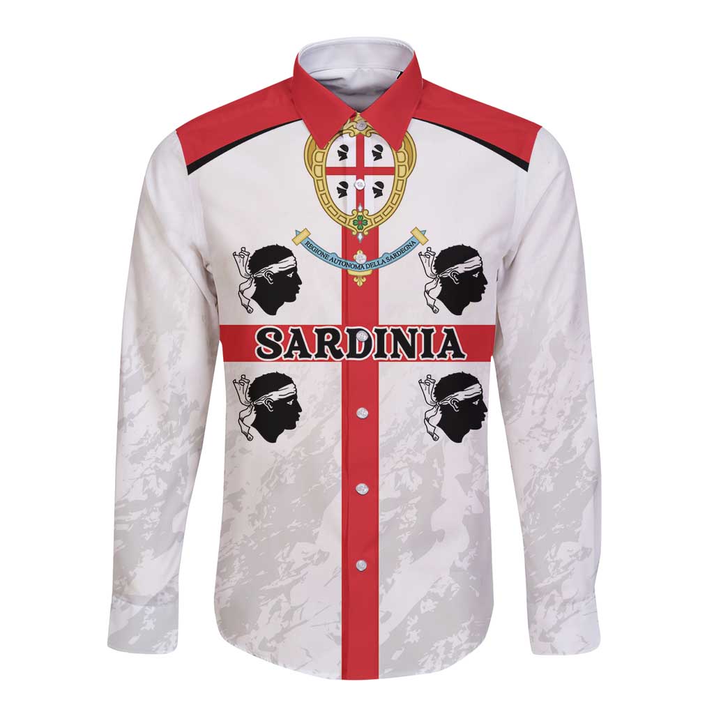 Personalized Sardinia Long Sleeve Button Shirt Flag Style