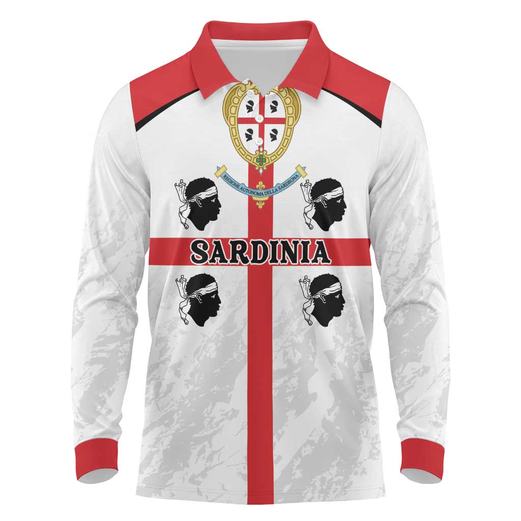 Personalized Sardinia Long Sleeve Polo Shirt Flag Style