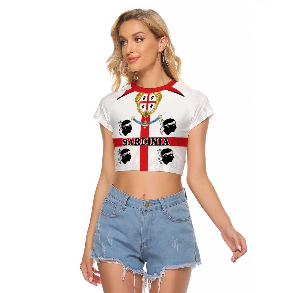 Personalized Sardinia Raglan Cropped T Shirt Flag Style
